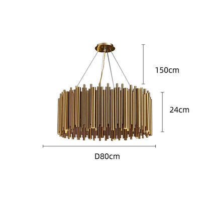 Living room chandelier Villa duplex modern simple stainless steel creative chandelier interior lighting LED lights gold