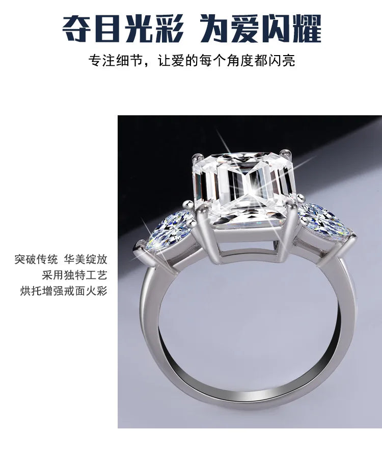 Wholesale Fancy Shape Diamond Ring - Women's PT950 Platinum, 5 Carat Radiant Cut Moissanite, Luxury Sparkly
