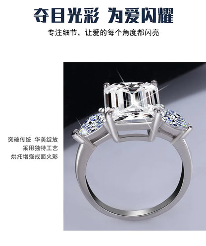 Wholesale Fancy Shape Diamond Ring - Women's PT950 Platinum, 5 Carat Radiant Cut Moissanite, Luxury Sparkly