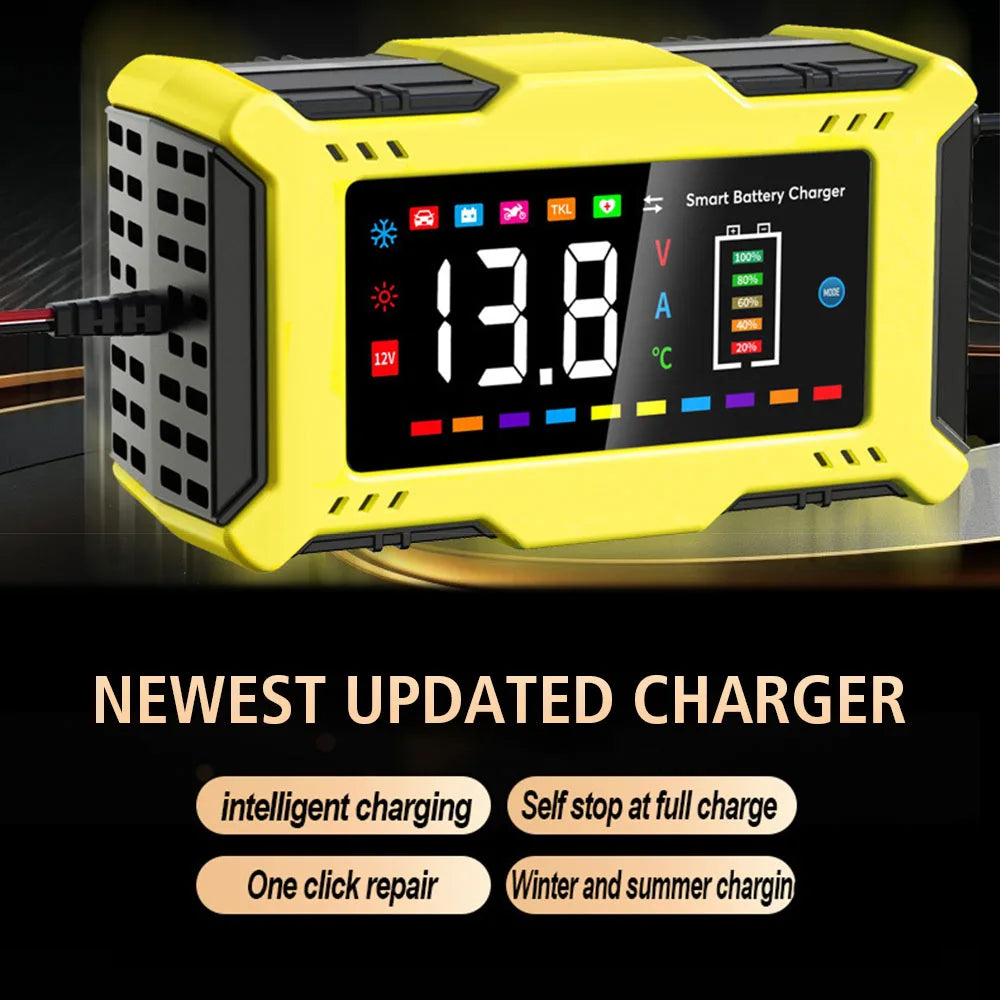 Car Battery Charger Intelligent Smart Battery Charging Universal 12V 10A/6A Fast Power Charging Pulse Repair Tools For SUV Motorcycle Truck RV
