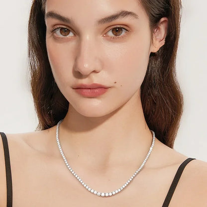 Houtros Moissanite Tennis Necklace For Women S925 Silver Plated 18k Gold Gradient Lab Diamond Neck Chain Luxury Jewelry GRA