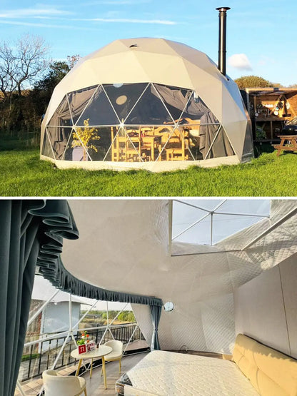 6M 7M Luxury Waterproof Geodesic Dome PVC Spherical Tent Hotel Resort for Glamping Outdoor Luxury Glamping Dome with Bathroom