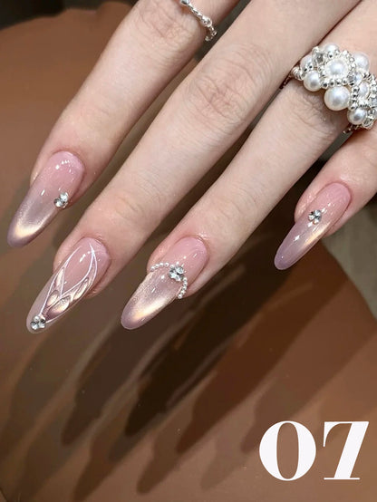 1-24pcs WS Romantic Purple Cat Eye Gel Nail Polish New Style Super Flash Versatile Whitening Purple Glass Bead Cat Nail Salon