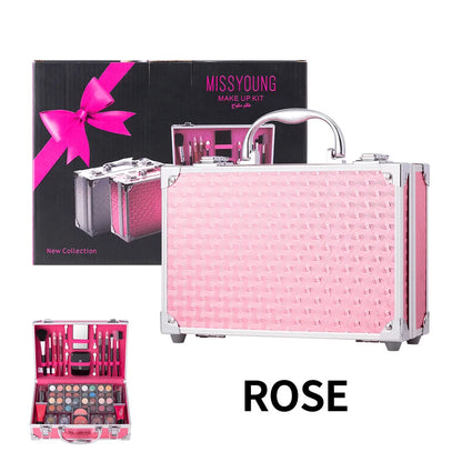 Makeup Case Set Natural Long Lasting Matte Shimmer Lipstick Eyeshadow Blush Highlight Multifunctional Full Face Cosmetic Kit