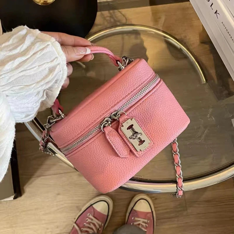 Women Square Handbags 2024 Summer Fashion Chains Crossbody Bags Texture PU Shoulder Bag Elegant Chic Mini Mobile Phone Bags