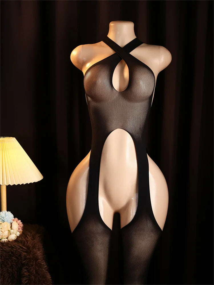 Sexy Lingerie Bdsm Body Stockings Crotchless Sex Tights Sheer Open Women Underwear Erotic Costume Teddy Babydoll Bodysuit