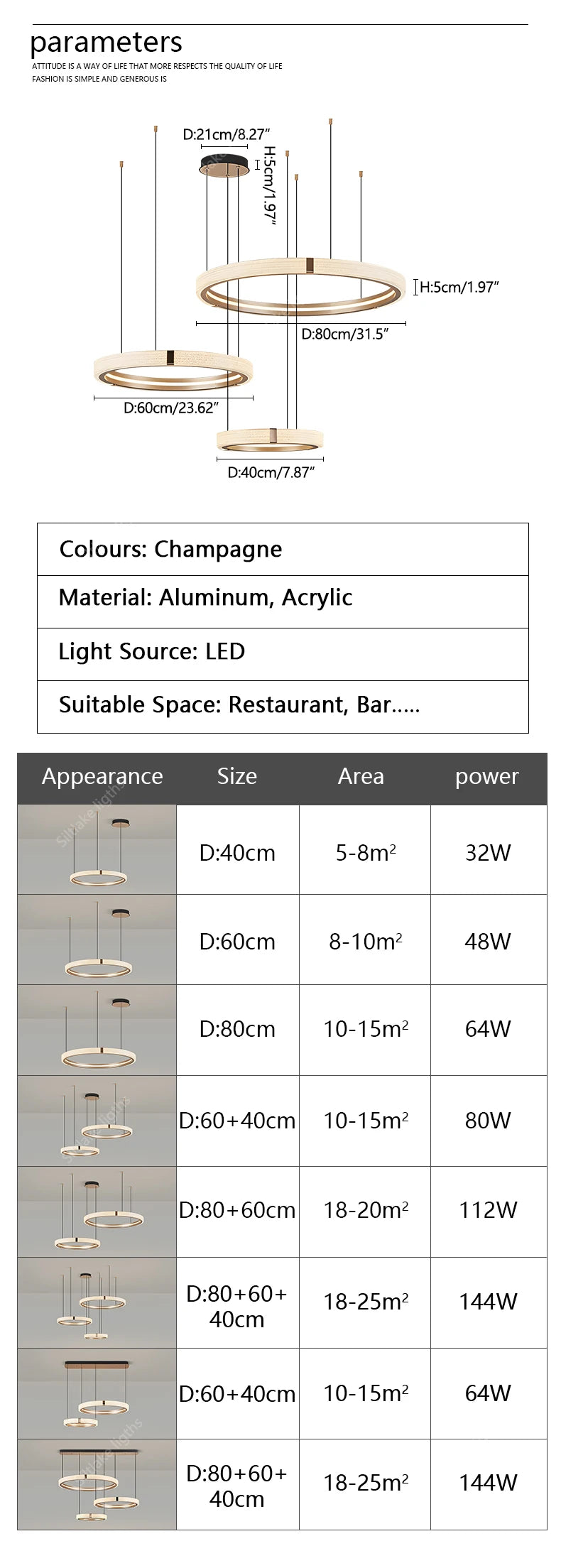Modern design creative round simple chandelier ring Lights suitable for living room bedroom restaurant home round Pendant Lights
