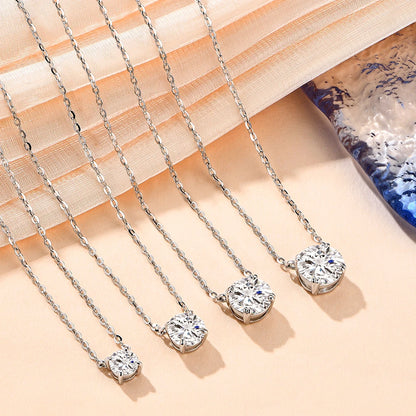 ATTAGEMS Necklace For Woman Pendant Moissanite Diamond 6.5mm 1CT 925 Silver Necklace For Women Chains Party Bridal Fine Jewelry