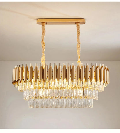 Villa Luxury Living Room Chandelier K9 Crystal Restaurant Pendant Lights Modern Ceiling Chandelier Dining Table Indoor Home Lamp