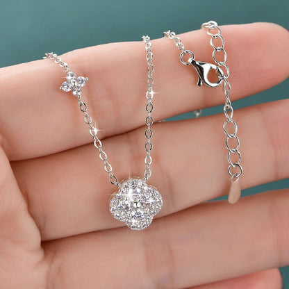 Rrjzz GRA Certified D-Color VVS1 Moissanite Pendant Necklace Lab Created Imitation Diamond for Women Charm Necklace Jewelry Gift