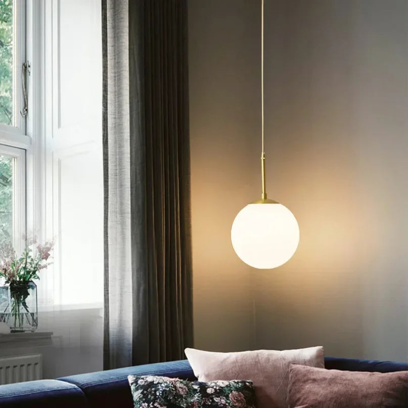 LED Glass Ball Pendant Lamp Nordic Chandelier Lights Home Indoor Dining Room Restaurant Bar Table Decor Hanging Suspension Lamp