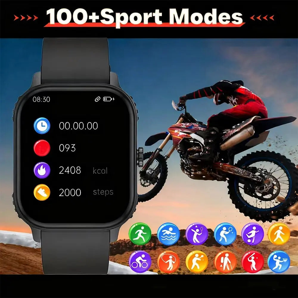 2026 1000mAh Large Battery 2026 New 2.04" HD Display Health Monitor Smart Watch Bluetooth Call IP68 Waterproof Sports Smartwatch
