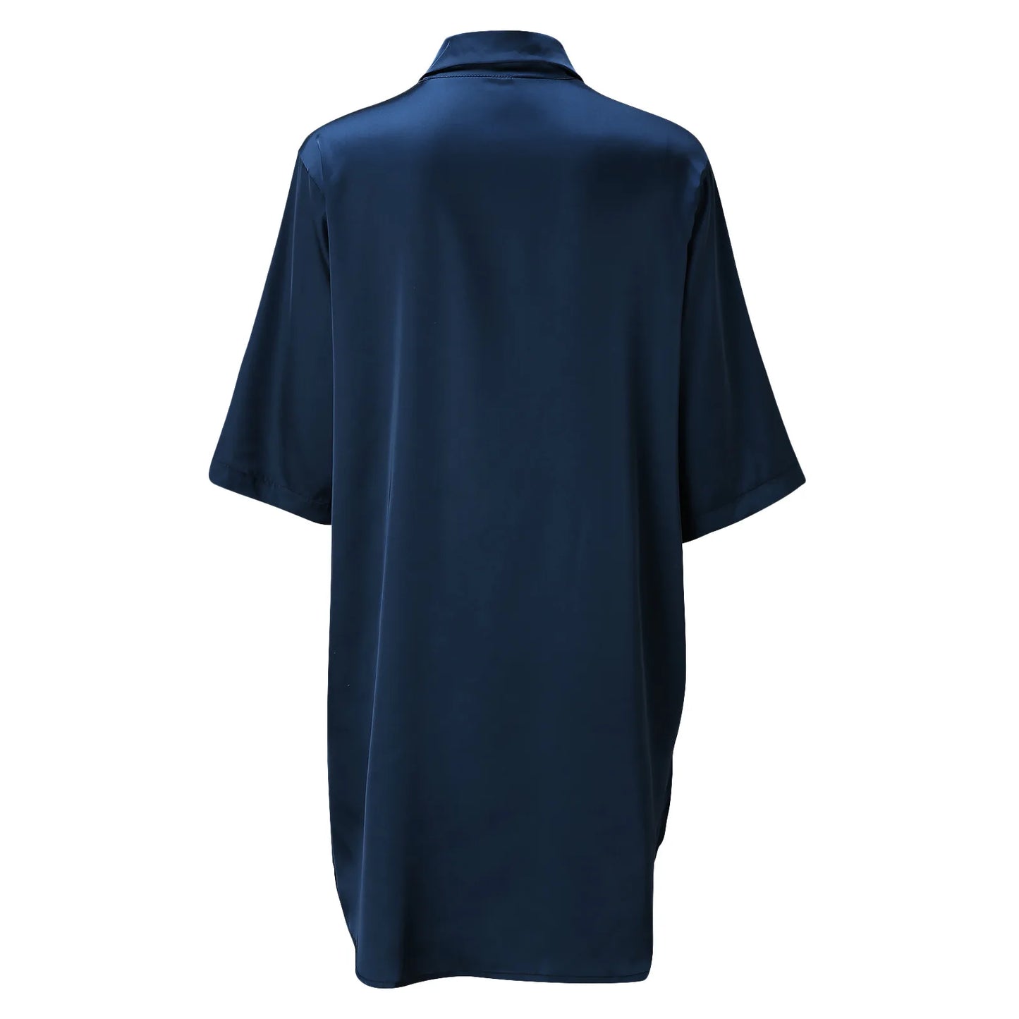 Women's Solid Color Silky Soft Pajamas Sexy Long Sleeve Nightshirt Smooth & Skin-Friendly Comfortable Home Sleepwear for Ladies