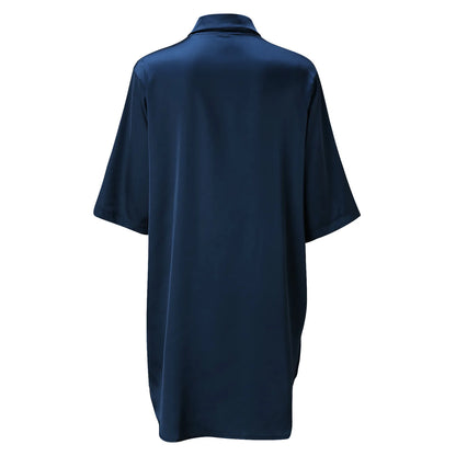 Women's Solid Color Silky Soft Pajamas Sexy Long Sleeve Nightshirt Smooth & Skin-Friendly Comfortable Home Sleepwear for Ladies
