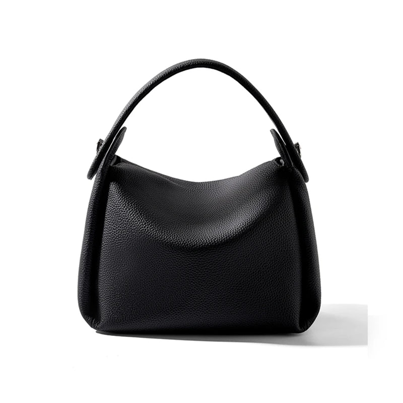 Burminsa Cowhide Genuine Leather Tote Shoulder Bags For Women 2026 Luxury Designer Crossbody Purses Bucket Work Ladies Handbags