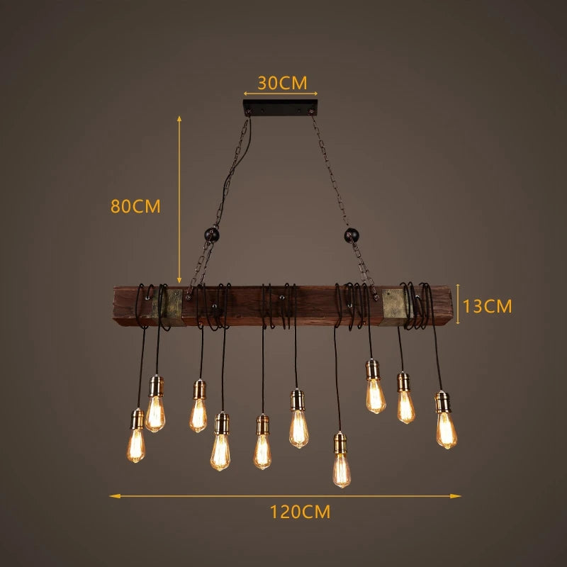 Retro Wood E27 LED Ceiling Lamp Antique Industrial Chandelier Lighting LOFT Bar luminaire Vintage Pendant Lights lustre
