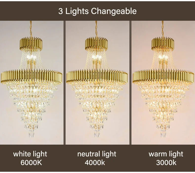 Luxury Crystal Chandeliers Home Villa Duplex  Attic Living Room Lighting Loft Decoration Indoor Pendant Lights Fixtures