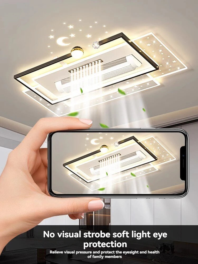 LED Bladeless Fan Light, Living Room Light, Modern Minimalist Smart Remote Control, Master Bedroom Study Ceiling Light 110V/220V