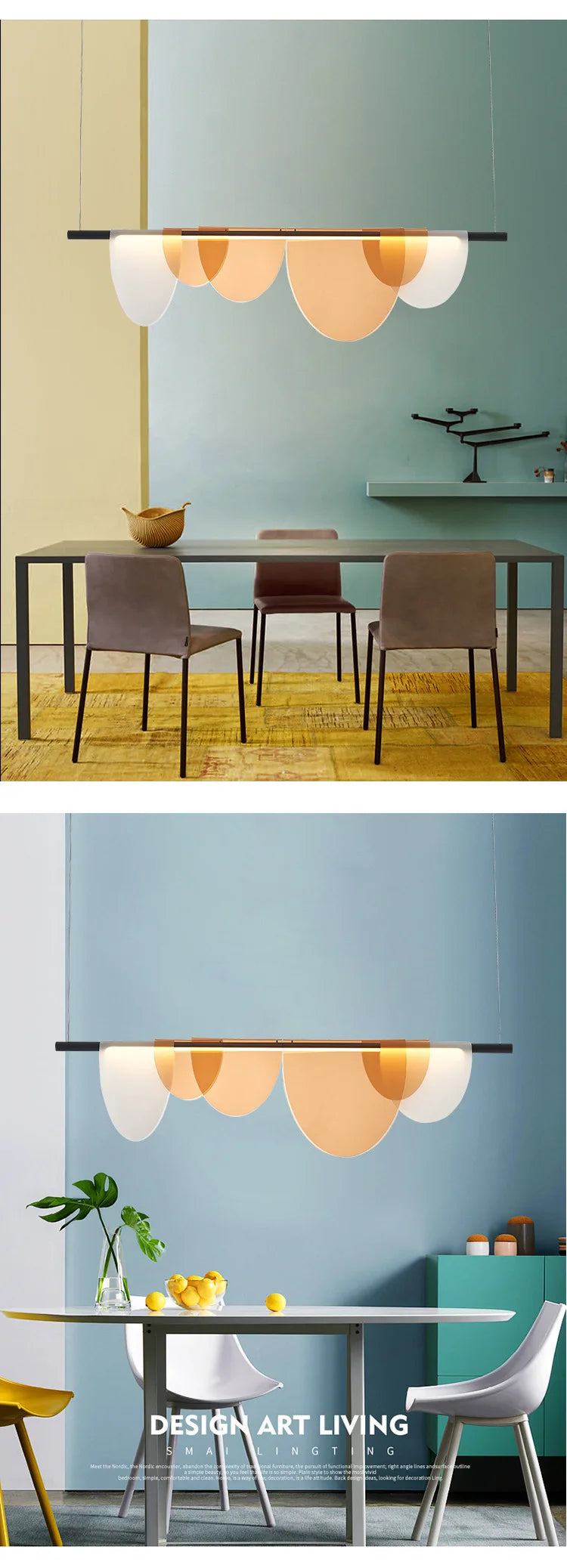 Nordic Blue Amber Acrylic Pendant Lights Living Room Makaron Hanging Lamp for Bedroom Dinning Room