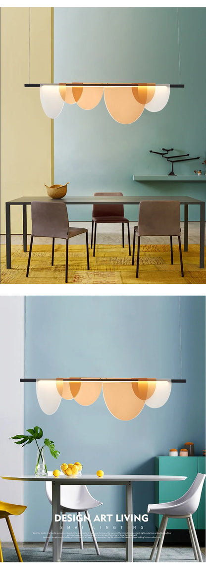 Nordic Blue Amber Acrylic Pendant Lights Living Room Makaron Hanging Lamp for Bedroom Dinning Room