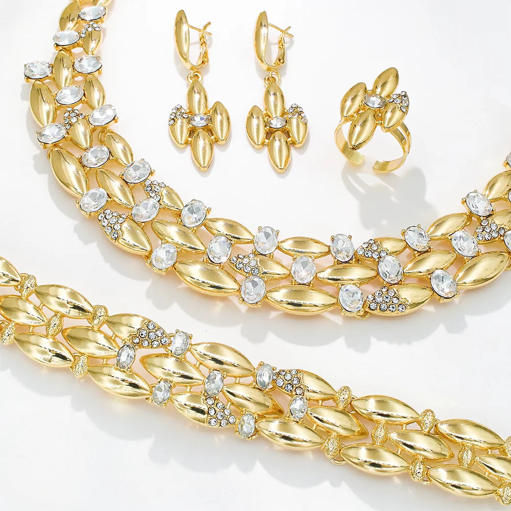 GZJPEI Elegant Crystal Zircon Jewelry Set For Women  Dubai Nigerian Bridal Wedding Party Jewellery Mother's Day Gift 2026 New