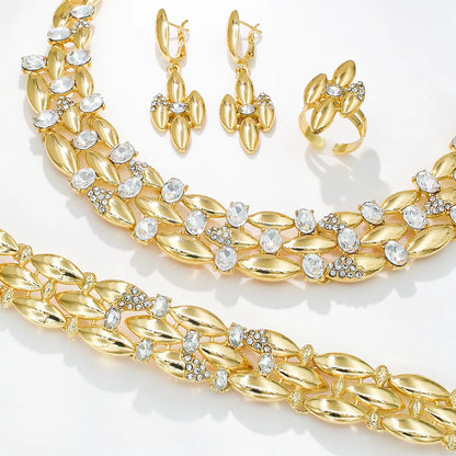 GZJPEI Elegant Crystal Zircon Jewelry Set For Women  Dubai Nigerian Bridal Wedding Party Jewellery Mother's Day Gift 2026 New