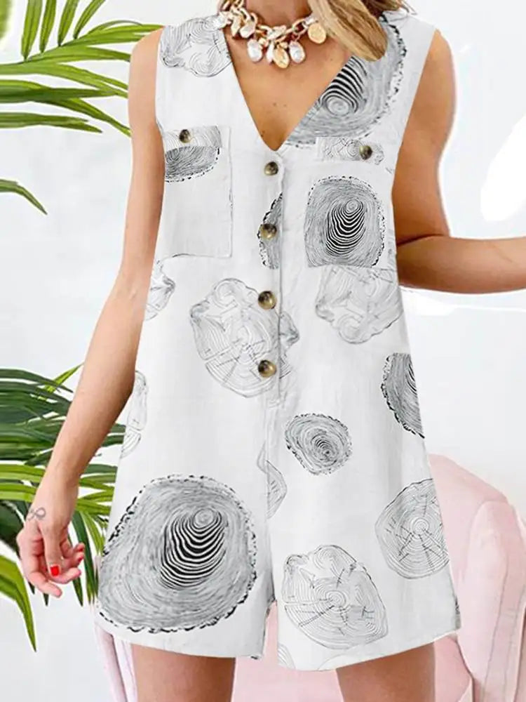 Stylish Women V Neck Sleeveless Rompers 2023 ZANZEA Summer Jumpsuits Short Playsuits Casual Solid Loose Beach Overalls Oversized