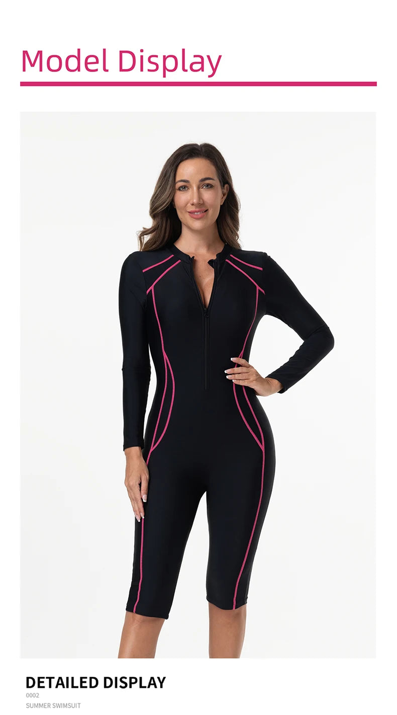 Women's Swimsuit With Sleeve One Piece Bathing Suit Female Beachwear Sport Style Swimming Costume Woman Swimwear Surfing Suit