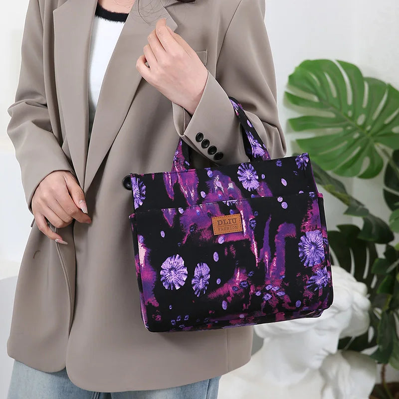New Large Capacity Thickened Cloth Art Handbag Minimalist Work Lunch Box Storage Bag Suitable for Shopping Miscellaneous Uses