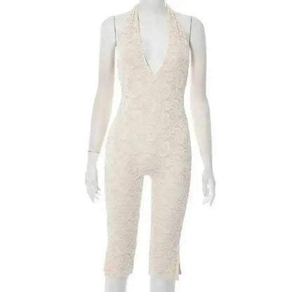 Avrilyaan Lace Seven-Point Long Pants Bodycon Sexy Party Deep V Playsuits Women Rompers Womens Jumpsuit 2025 Summer Overalls