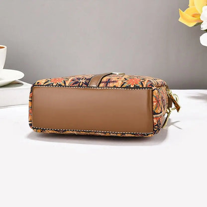 Women Fashion Bohemian Style Printed Phone Bag Ethnic Style PU Leather Single Shoulder Bag Luxury Versatile Handbag For Ladies