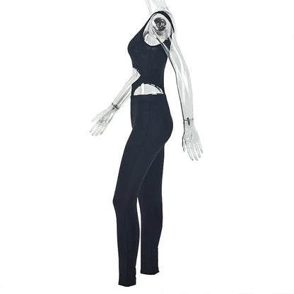 Weird Puss Waistless Jumpsuit Women Sexy Backless Sleeveless Summer Solid Stretch Skinny Midnight Activity Workout Slim Overalls