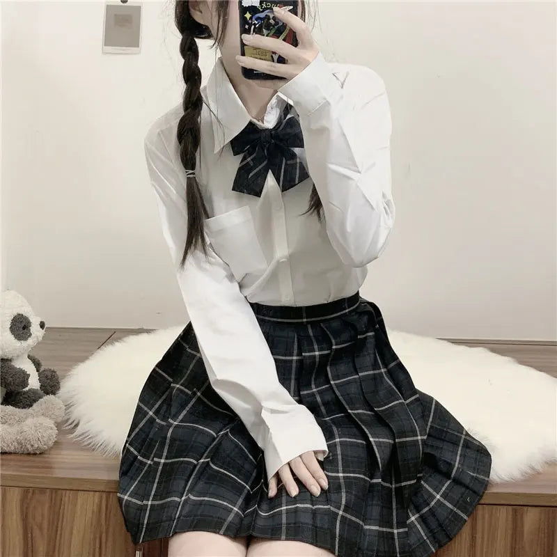 Japanese Bow Tie Skirt Set Student Pleated Skirt Jk Uniform Korean School Sexy Girl Preppy Style Seifuku Japanese School Uniform