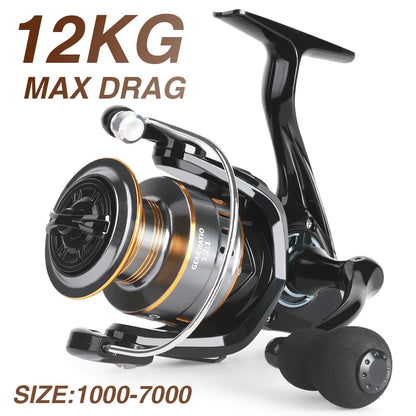 BILLINGS Spinning Reel 12KG Max Drag 5.2:1 Gear Ratio Metal Spool Durable Professional Fishing Reels, Multipurpose for Freshwater Saltwater Bass Trout Salmon Fishing