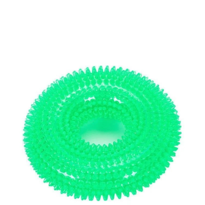 Spiky Ring Tire Dog Chew Toy Squeaky Sound Durable TPR Material Pet Teeth Grinding Cleaner Interactive Molar Toy for Dogs