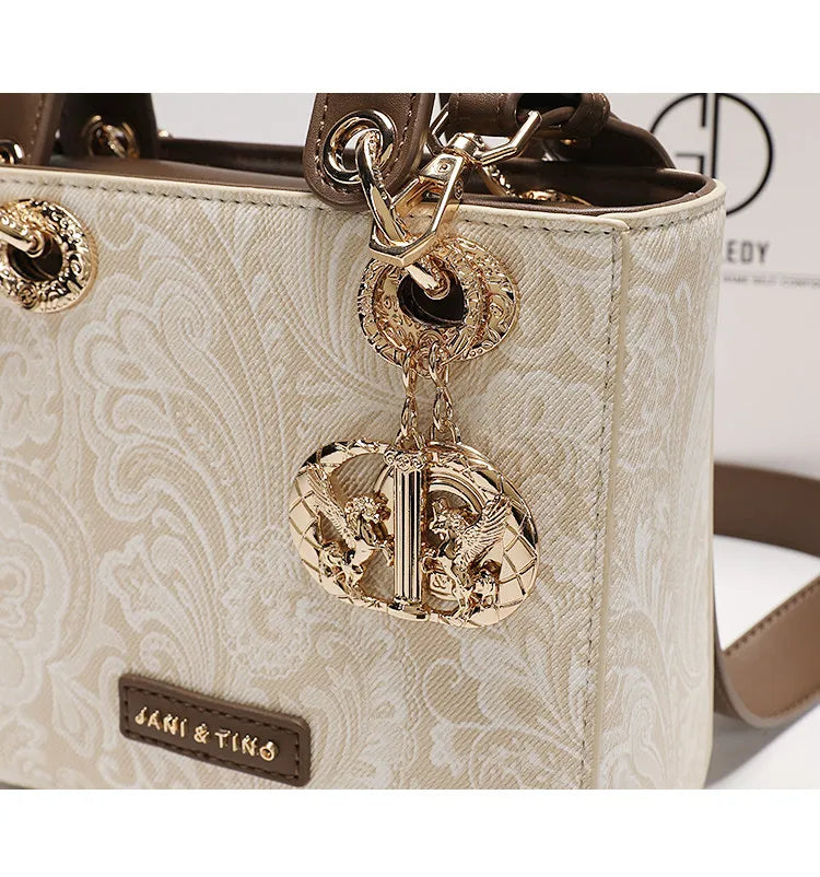 Luxury and Versatile Handheld Square Bag with Delicate Embroidery and High Quality Metal Pendant Women New Fashion Crossbody Bag