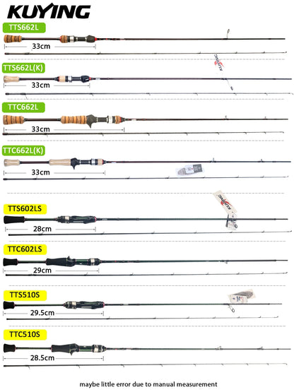 KUYING TETON Spinning Casting Rod For Fishing Lure Rods BFS Pole Carbon 0.8-8g 1-8lb FUJI Parts Baitcaster