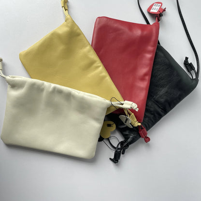 Sheepskin Drawstring Cloud Bag 2025 Summer New Design Soft Genuine Leather Handbag Shoulder Bag Fashionable Women Crossbody Bag