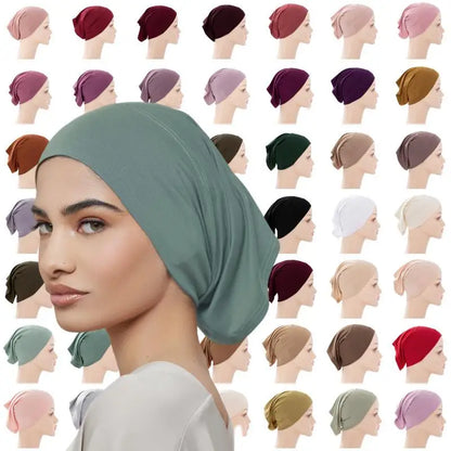 Cotton Jersey Muslim Inner Hijab Cap Solid Color Scarf Underscarf Tube Cap Breathable Sport Hijab Cap Women Underscarves