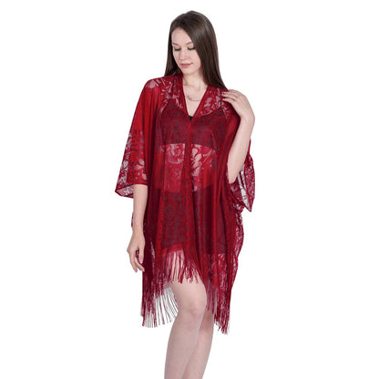 Women Sun Protection Shawl Lady Summer Hollow Out Lace Cardigan Holiday Bikini Blouse Breathable Beach Cape Sexy Long Tippet