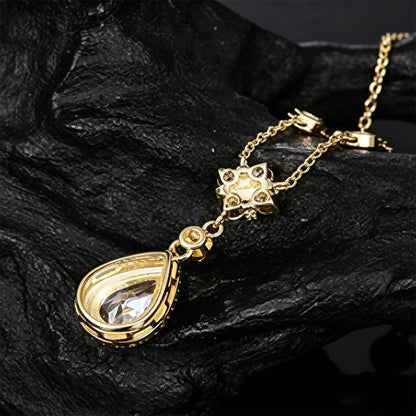 HORRIPAL D VVS1 Teardrop Moissanite Pendant Necklace for Women GRA 925 sterling Silver A Set Luxury Wedding Earring Fine Jewelry