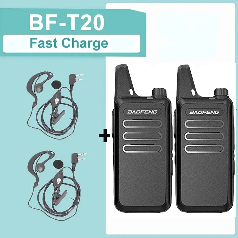 1/2PCS Baofeng BF-T20 Walkie Talkie Mini Micro USB Charging Portable Two Way Radios Upgrade Of BF-C9 KD-C1 For Hunting Kid’s Toy