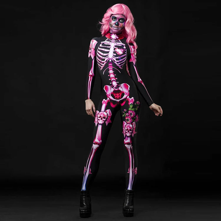 Halloween Scary Cosplay Skeleton Rose Sexy Women Devil Vampire Jumpsuit Party Carnival Scary Costume Baby Girl Day of The Dead