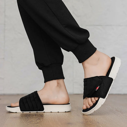 Fashion Men's Slippers Suede Cloth Non-Slip Casual Sandals Platform Soft Home Shoes Indoor Slides Outdoor Beach Shoes Flip-flop