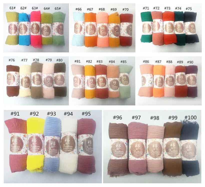 12pcs/lot Plain Wrinkle Wrap Cotton Viscose Long Shawl Scarf Women Crinkle Hijab Shawl Muslim Head Hijab scarf wholesale