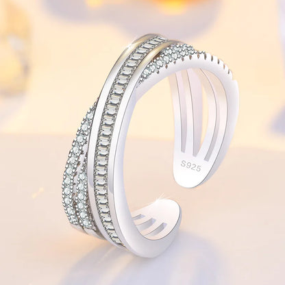 Original 925 Sterling Silver Ring High Quality Adjustable Opening AAA Zircon For Women Wedding Fine Fashion Jewelry Gift