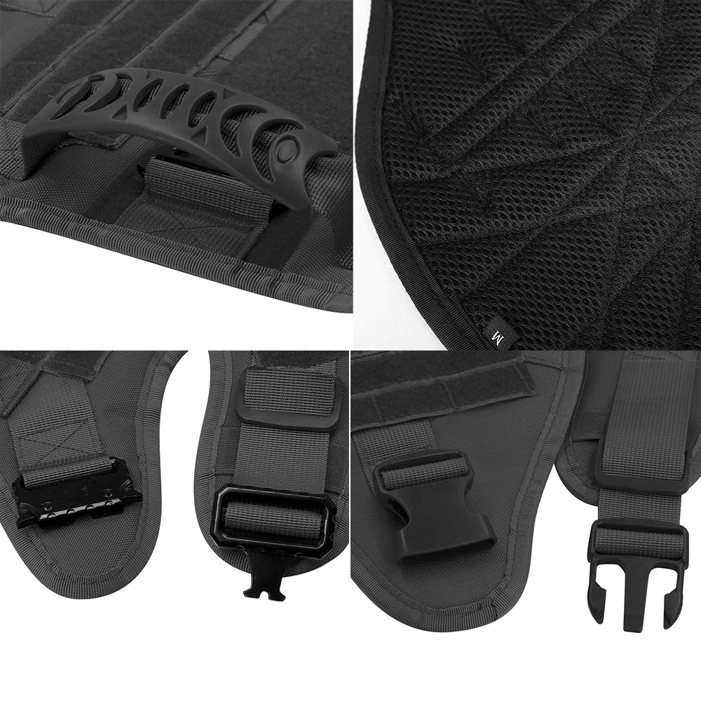 Dog Harness Collar Leash Molle Pouches For Medium Large Dogs Pet German Shepherd Training Walking Vest Tactical Dog Harnesses