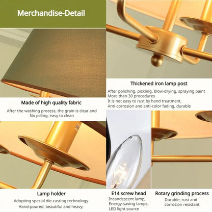 Modern Ceiling Chandeliers Stylish Simplicity Nordic Fabric Lampshade Living Room Dining Bedroom Home Decor Lightings Led Lights