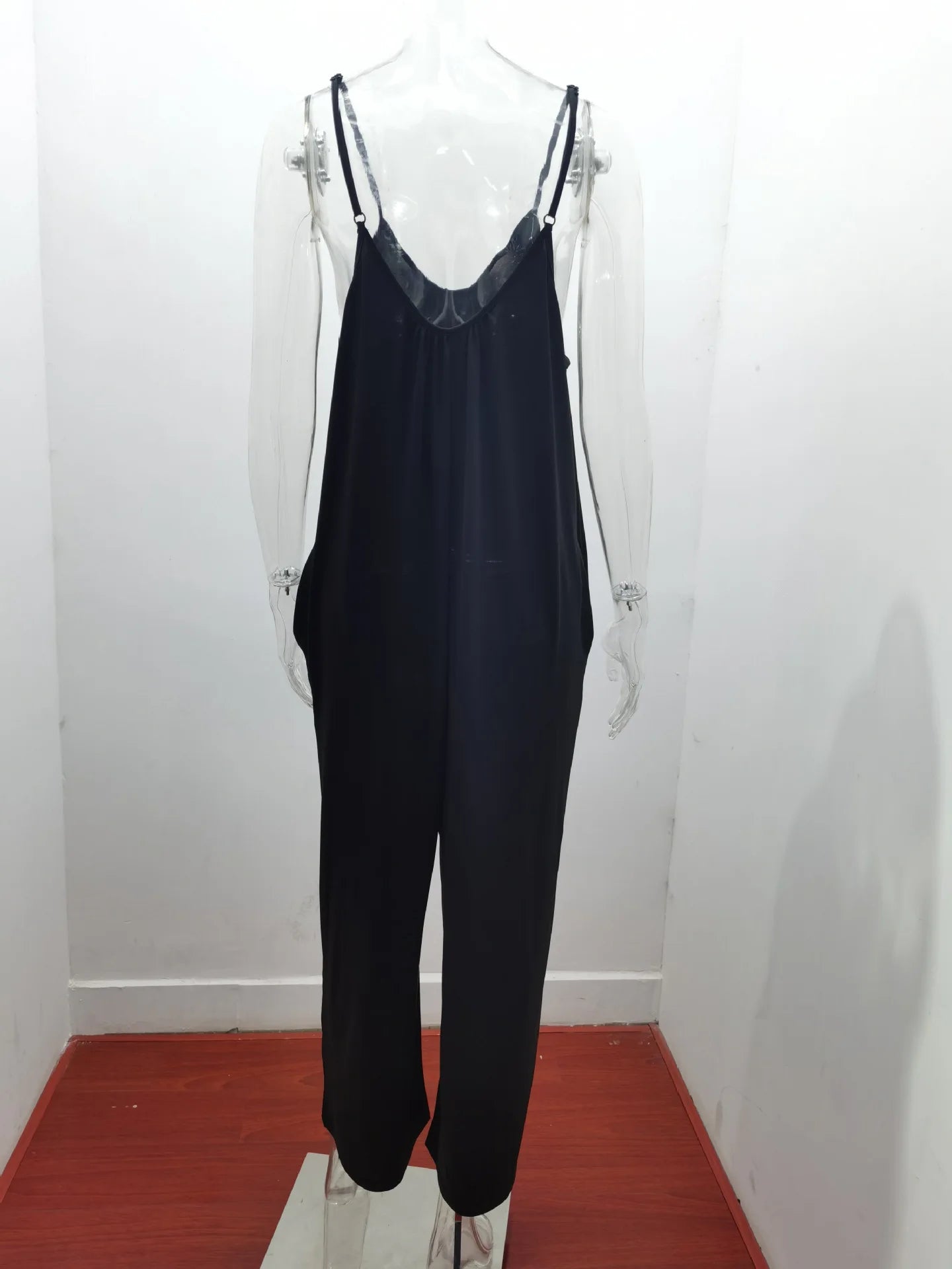 Strap jumpsuit for women's summer new cross-border solid color inserted bag casual jumpsuit