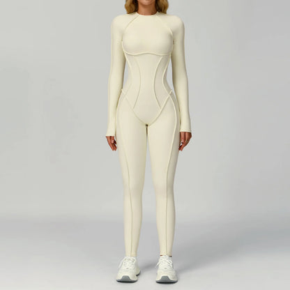 Sexy Hollow Back Long Sleeve Yoga Jumpsuit Women Quick Dry One-piece Yoga Suit Gym Training Leggings Playsuit Slim Fit Bodysuits